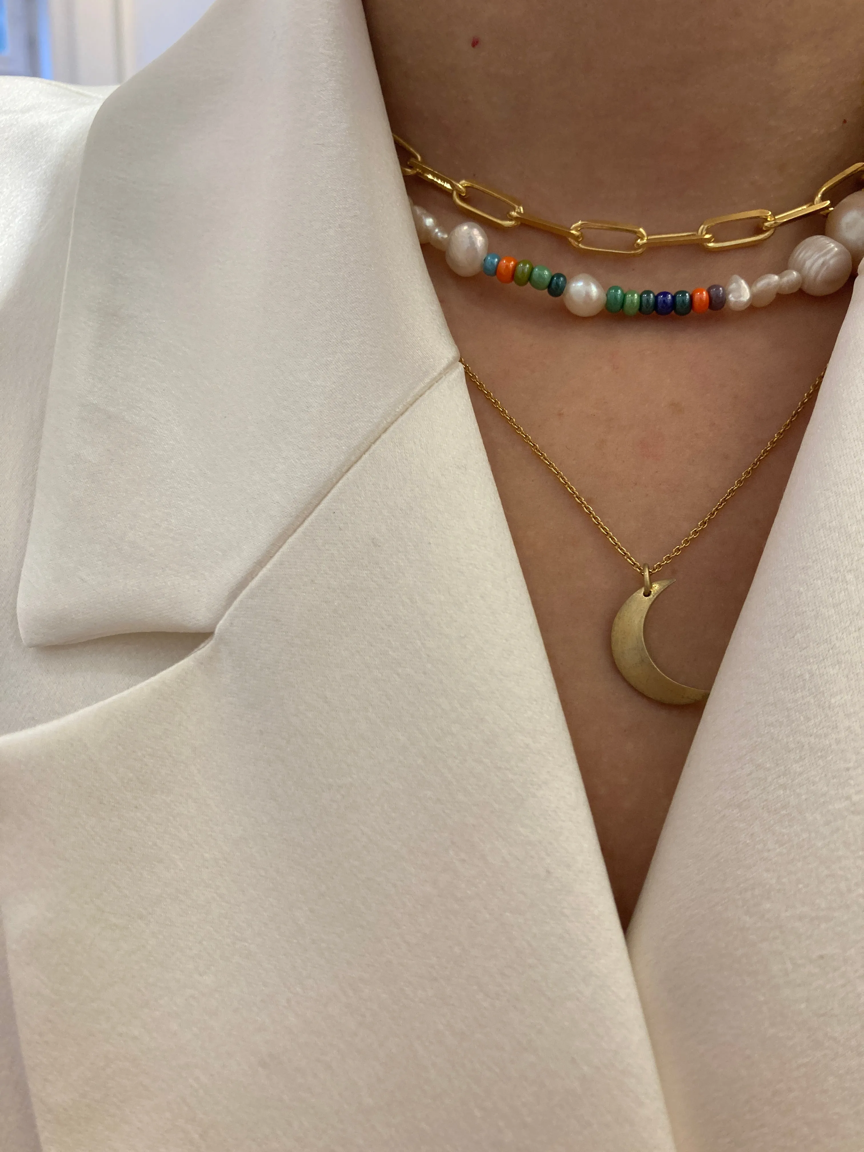Half Moon Pendant and anchor chain