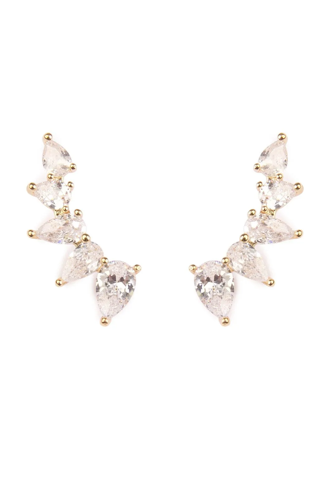 Hde1728 - Teardrop Cubic Zirconia Crawler Earrings