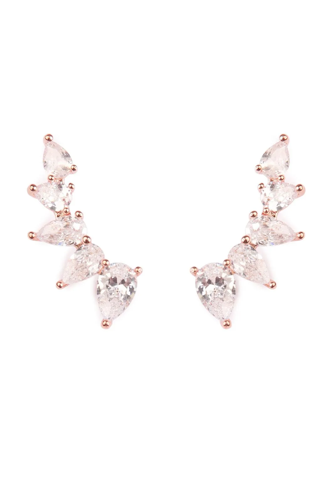 Hde1728 - Teardrop Cubic Zirconia Crawler Earrings