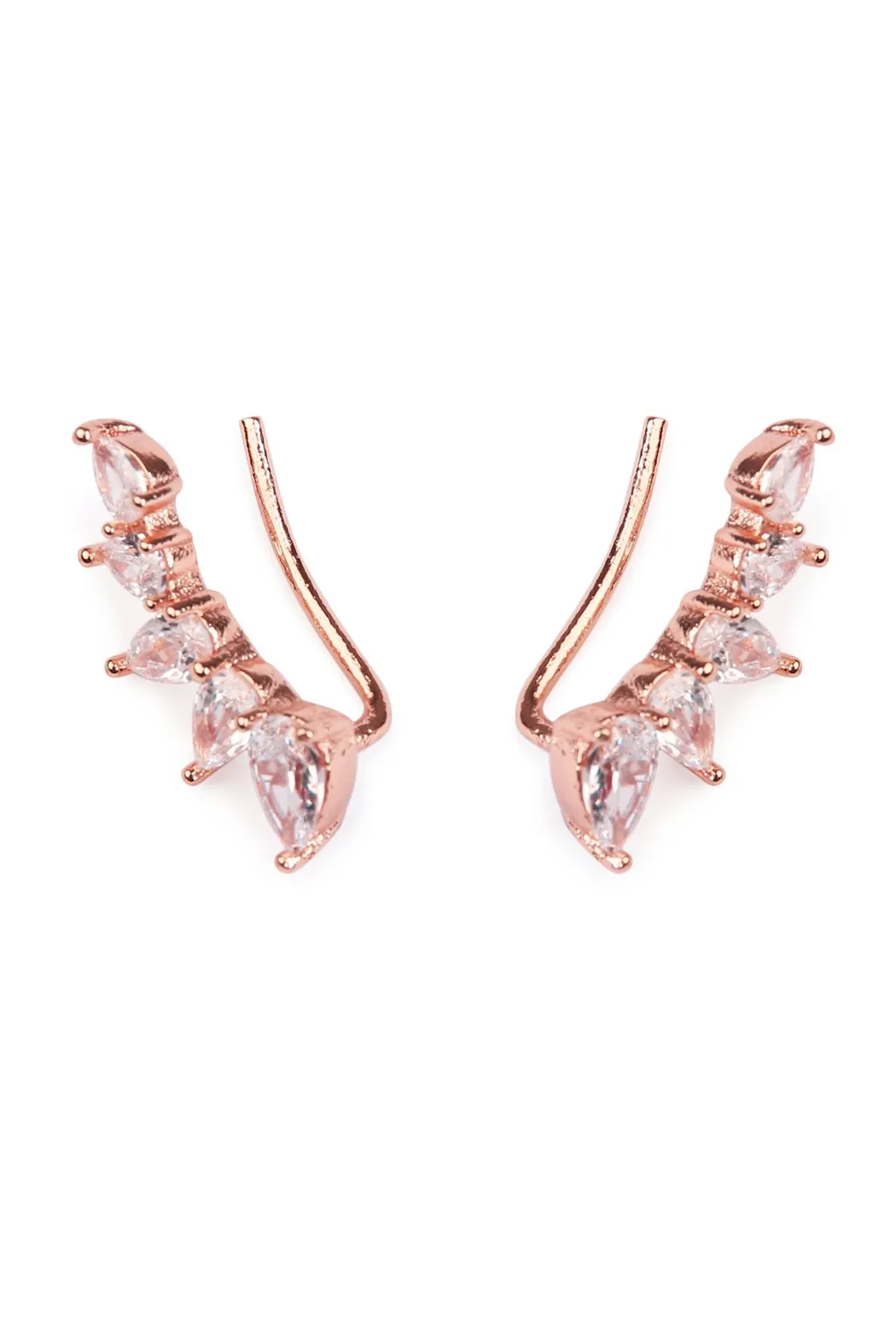 Hde1728 - Teardrop Cubic Zirconia Crawler Earrings