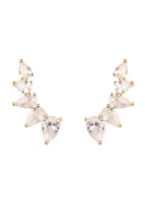 Hde1728 - Teardrop Cubic Zirconia Crawler Earrings