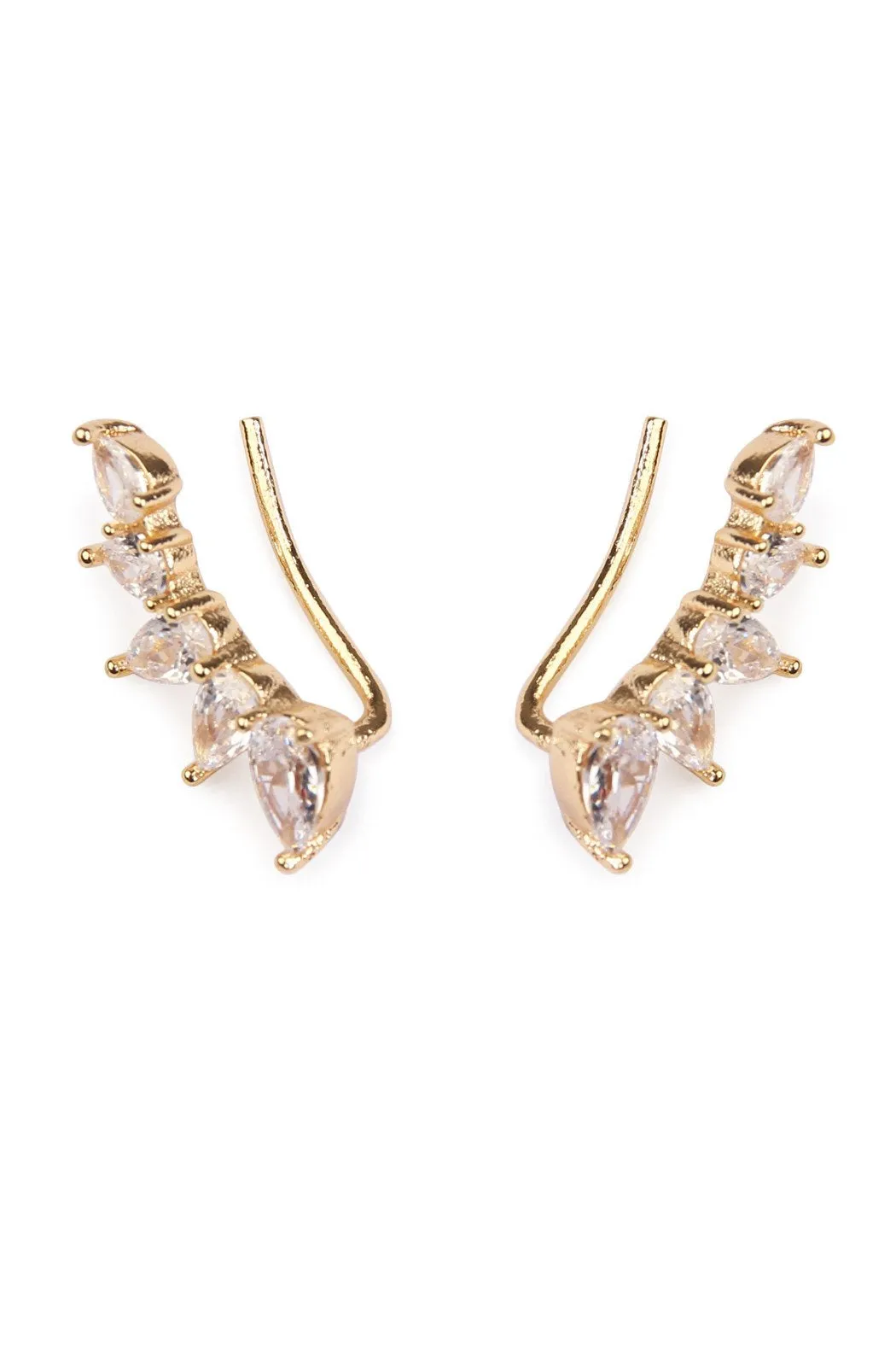 Hde1728 - Teardrop Cubic Zirconia Crawler Earrings