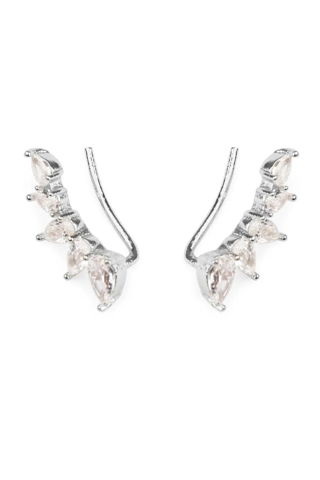 Hde1728 - Teardrop Cubic Zirconia Crawler Earrings