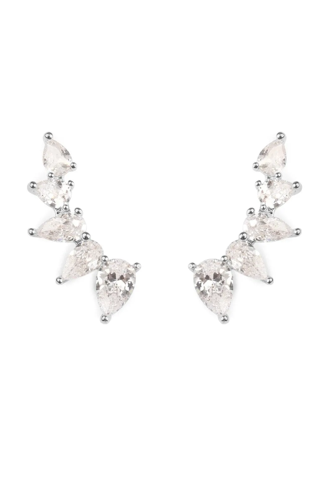 Hde1728 - Teardrop Cubic Zirconia Crawler Earrings