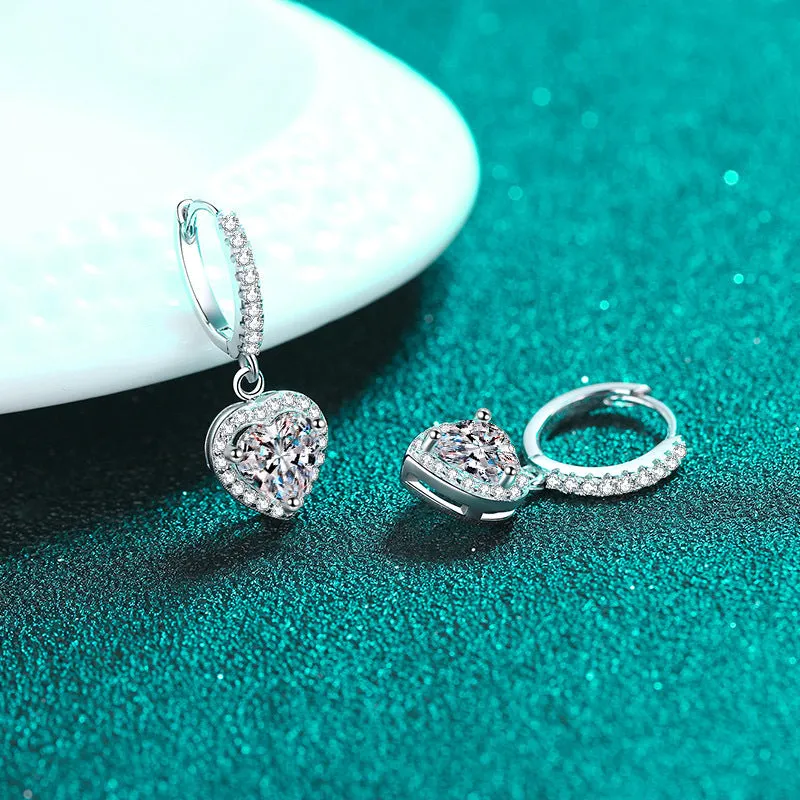Heart Shaped Wrap Ear Clasp Moissanite Earrings