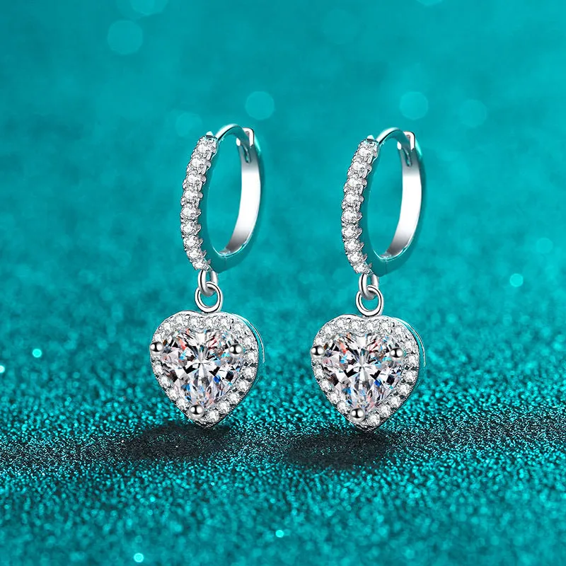 Heart Shaped Wrap Ear Clasp Moissanite Earrings
