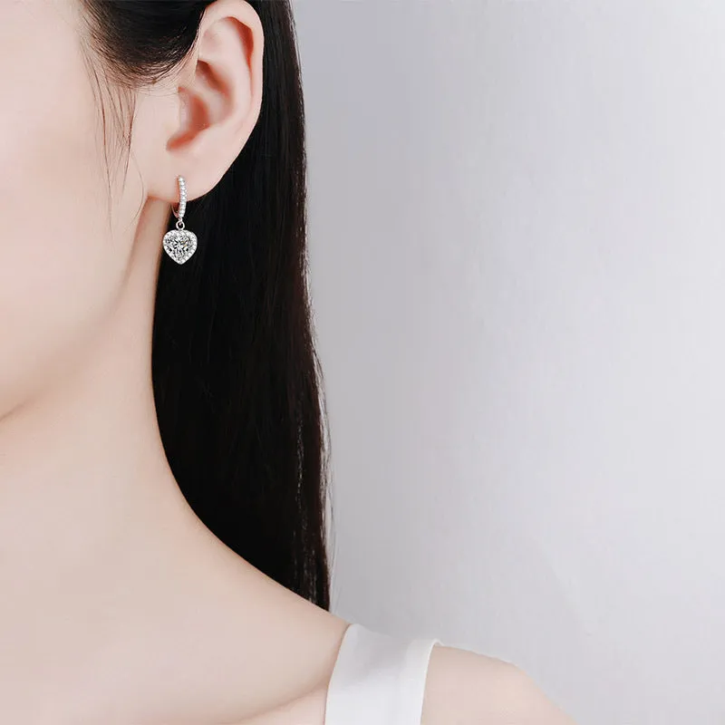 Heart Shaped Wrap Ear Clasp Moissanite Earrings