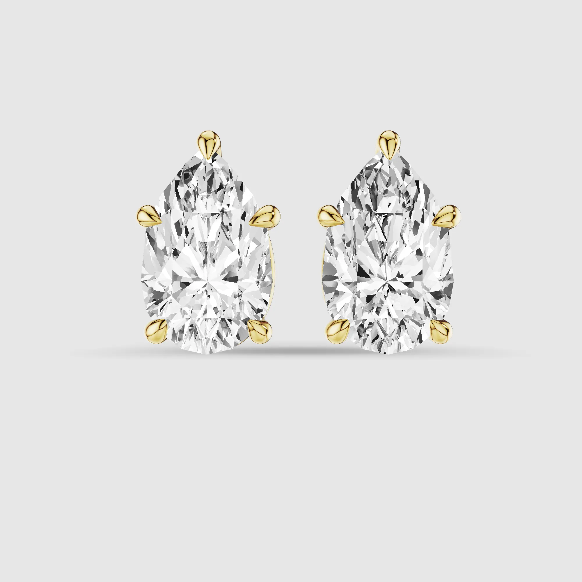 Hidden Halo Solitaire Lab Grown Diamond Studs-Pear
