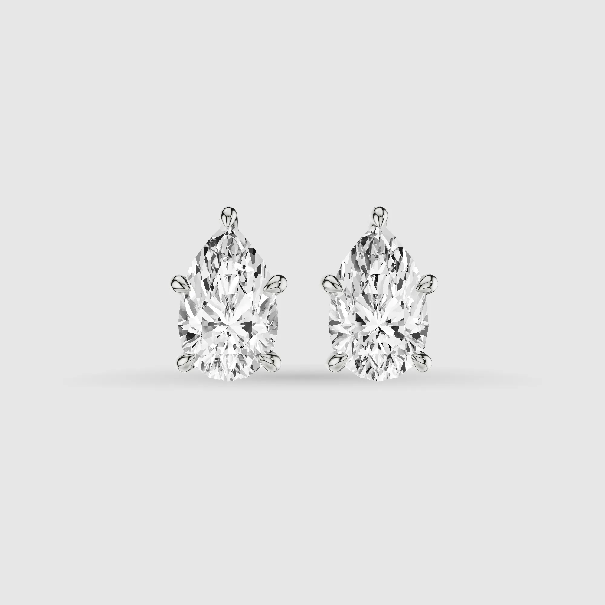 Hidden Halo Solitaire Lab Grown Diamond Studs-Pear