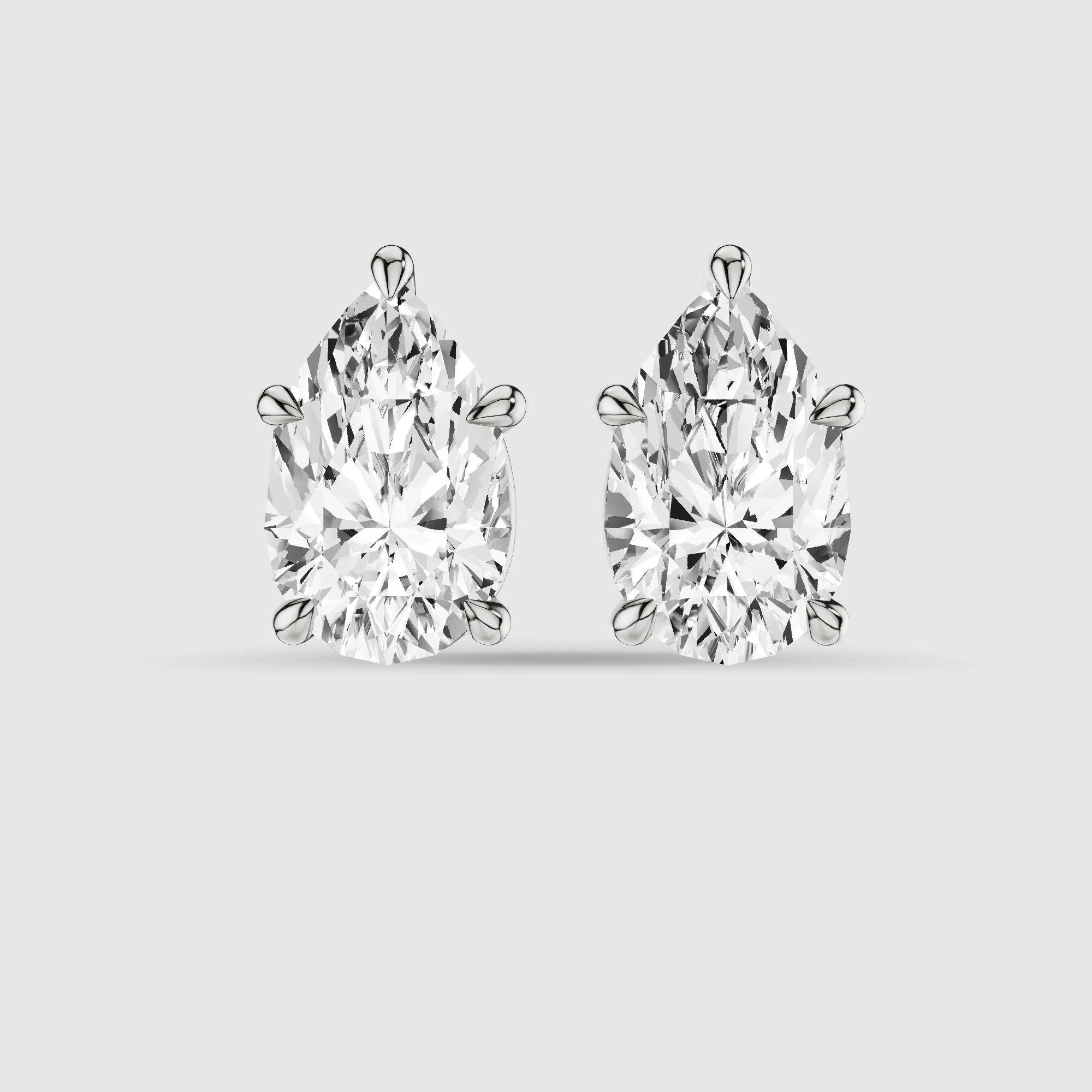 Hidden Halo Solitaire Lab Grown Diamond Studs-Pear