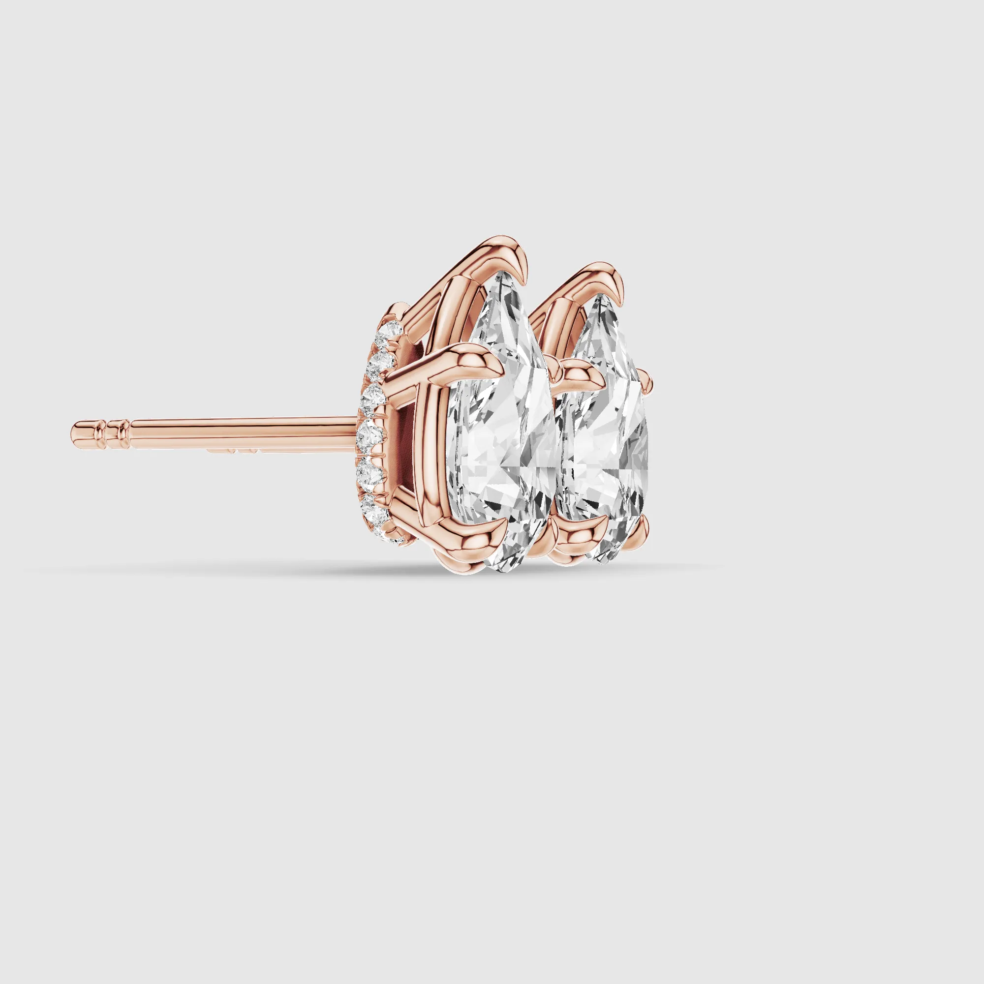Hidden Halo Solitaire Lab Grown Diamond Studs-Pear