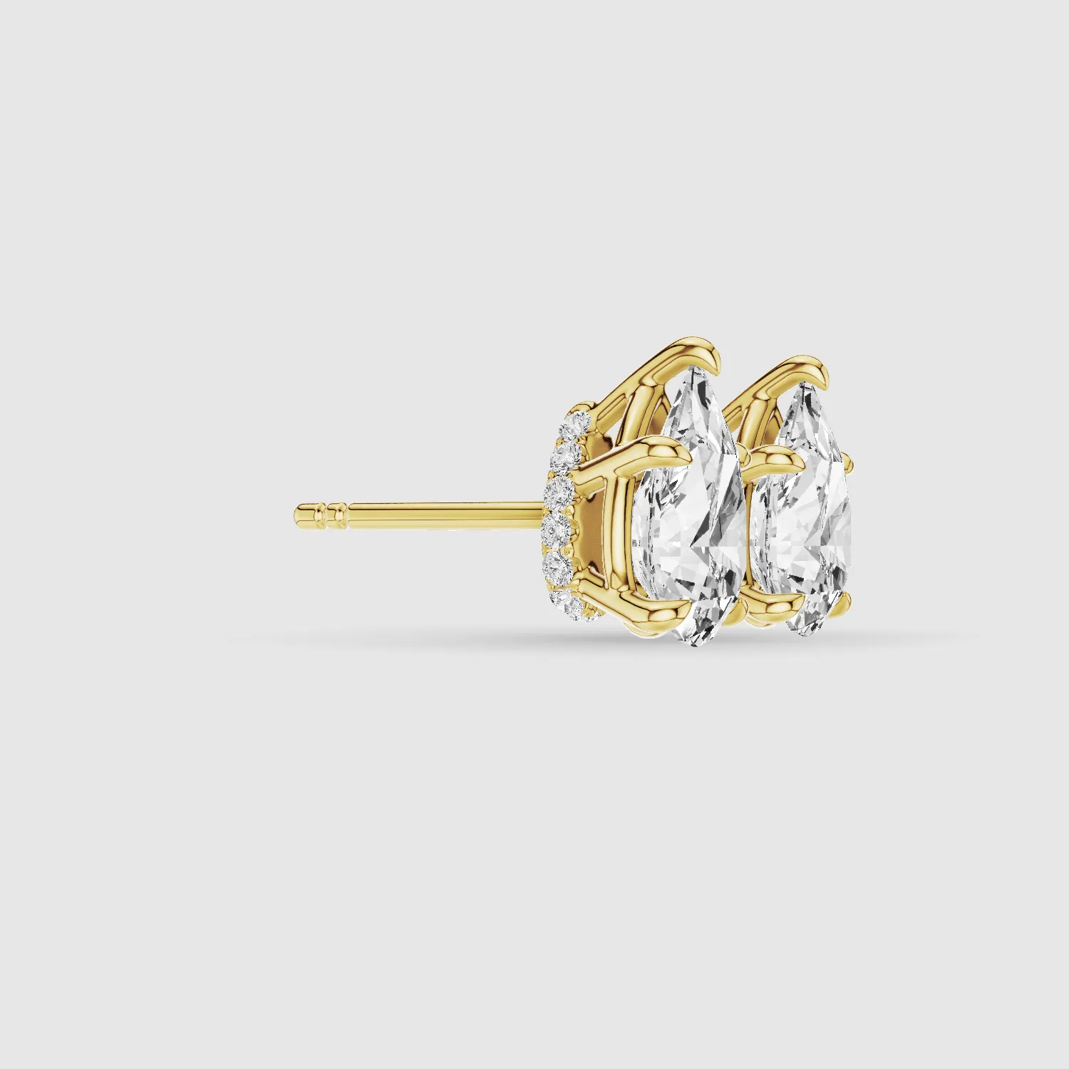 Hidden Halo Solitaire Lab Grown Diamond Studs-Pear