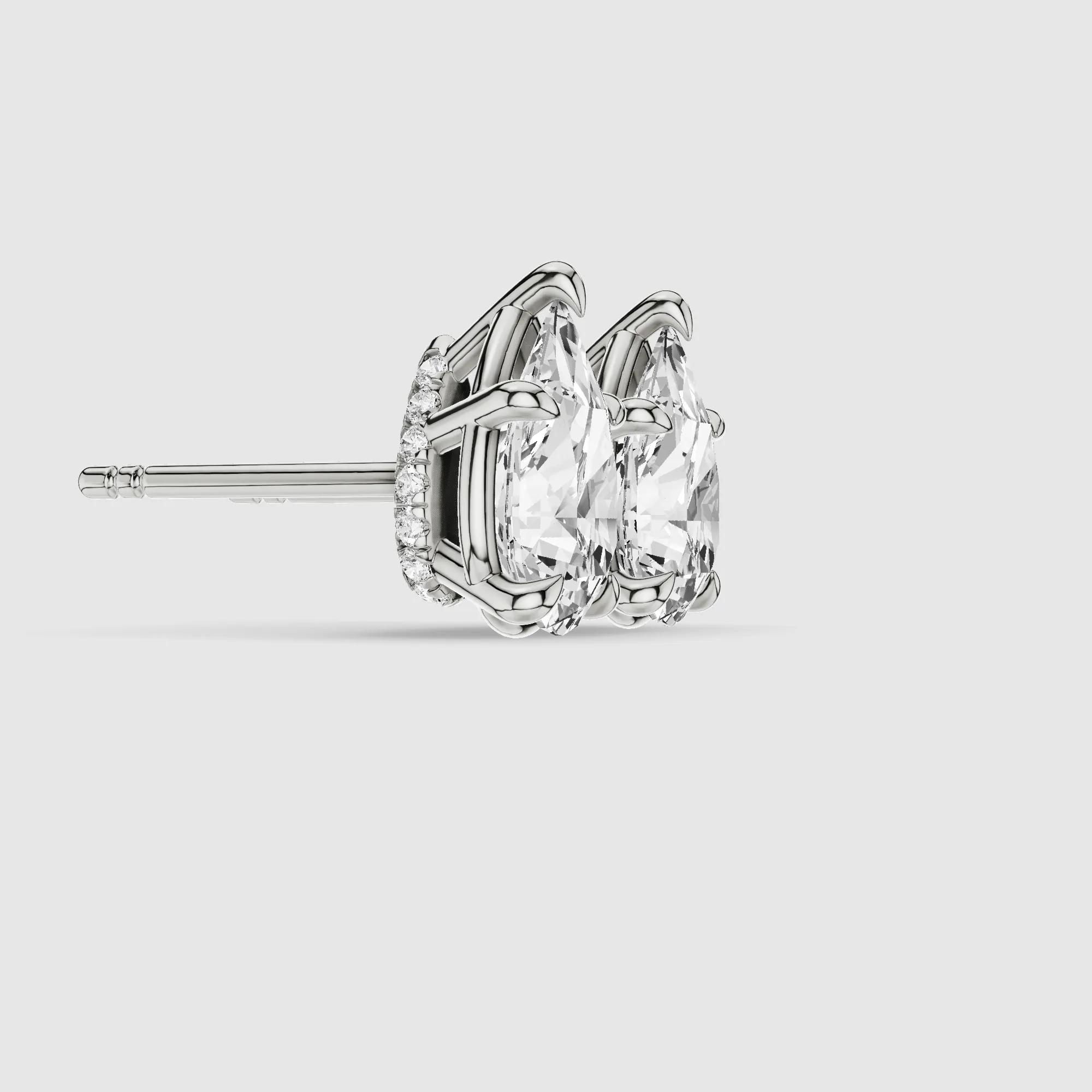 Hidden Halo Solitaire Lab Grown Diamond Studs-Pear