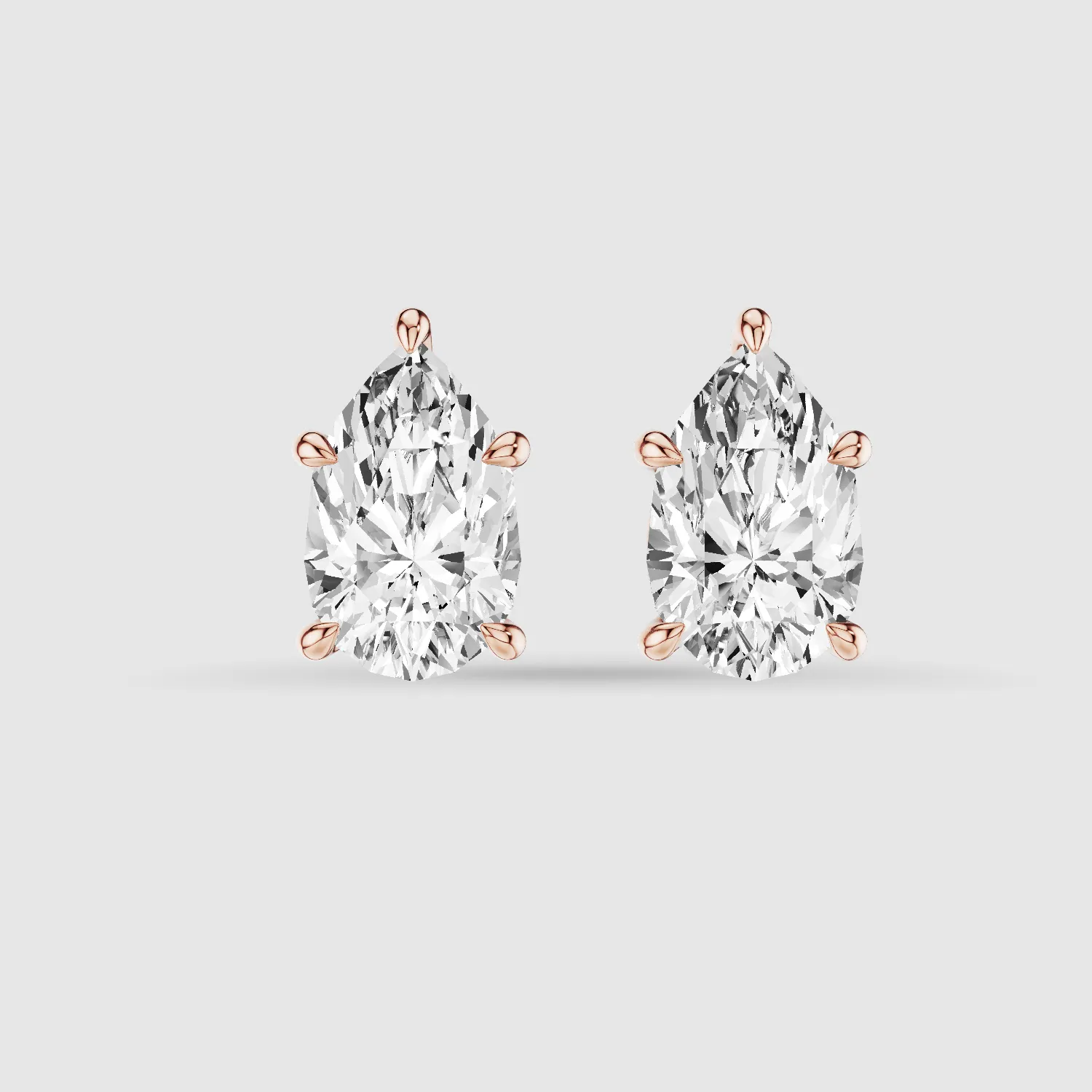 Hidden Halo Solitaire Lab Grown Diamond Studs-Pear