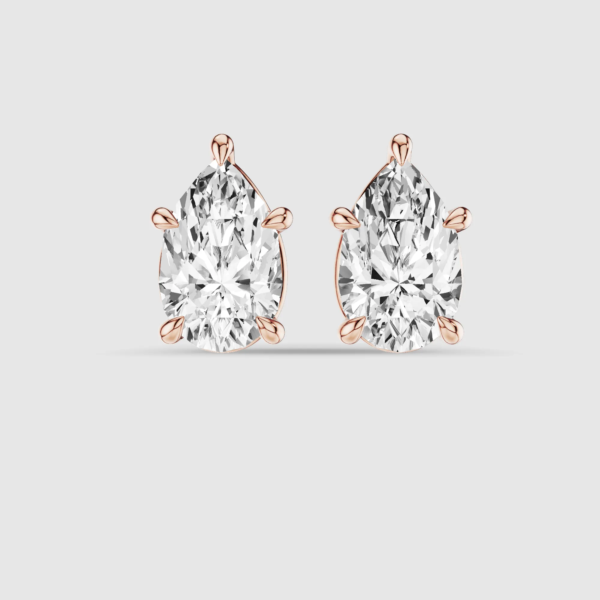 Hidden Halo Solitaire Lab Grown Diamond Studs-Pear