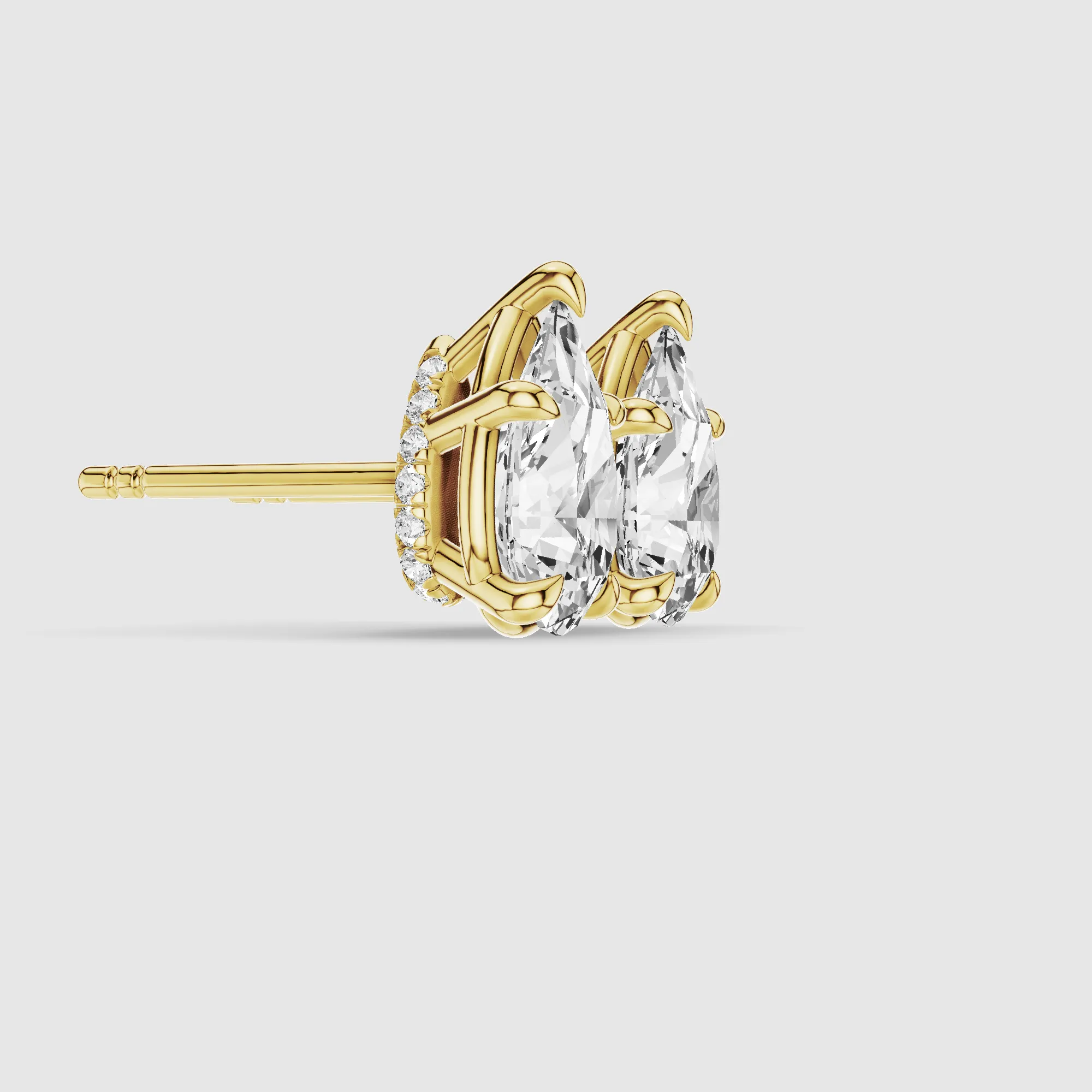 Hidden Halo Solitaire Lab Grown Diamond Studs-Pear