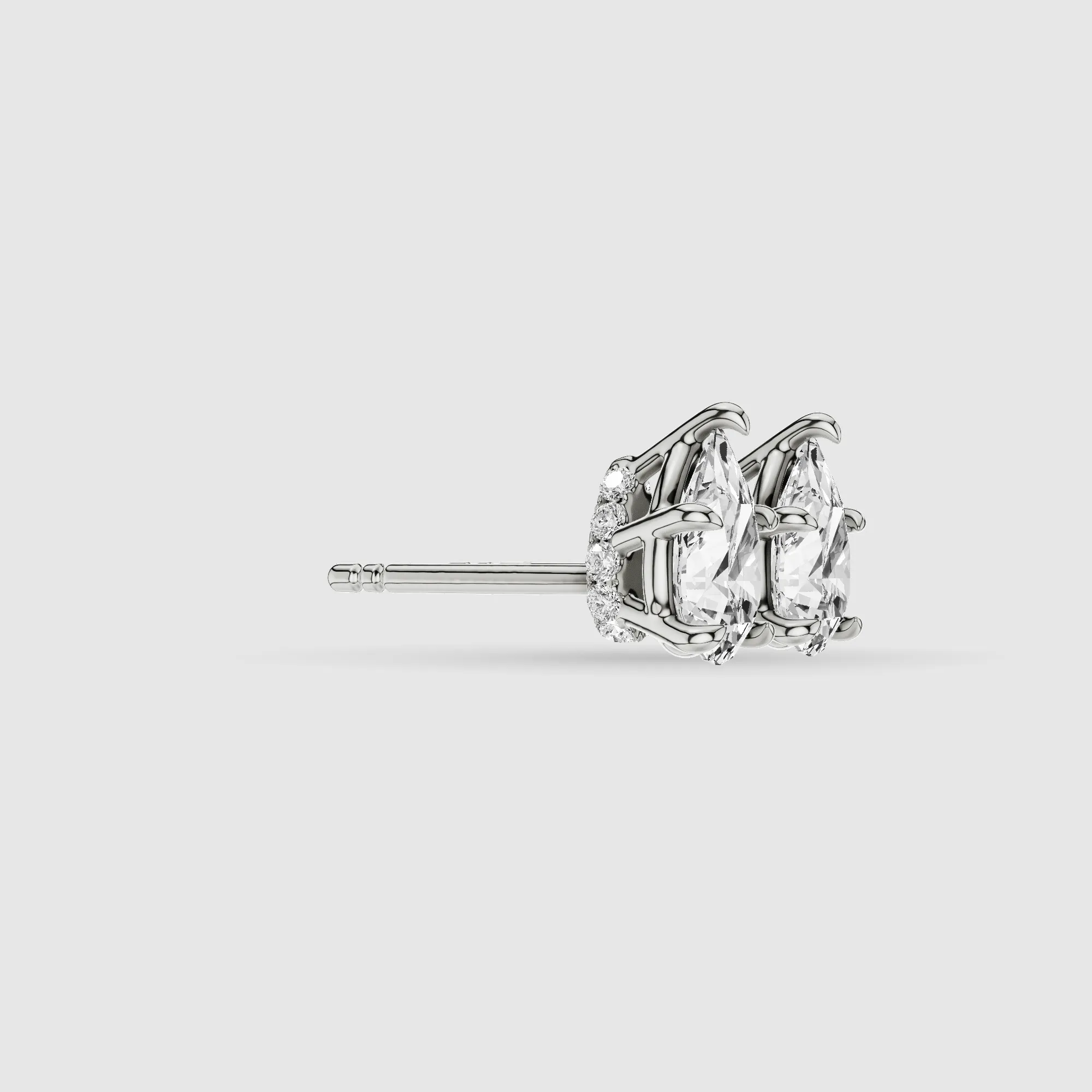 Hidden Halo Solitaire Lab Grown Diamond Studs-Pear
