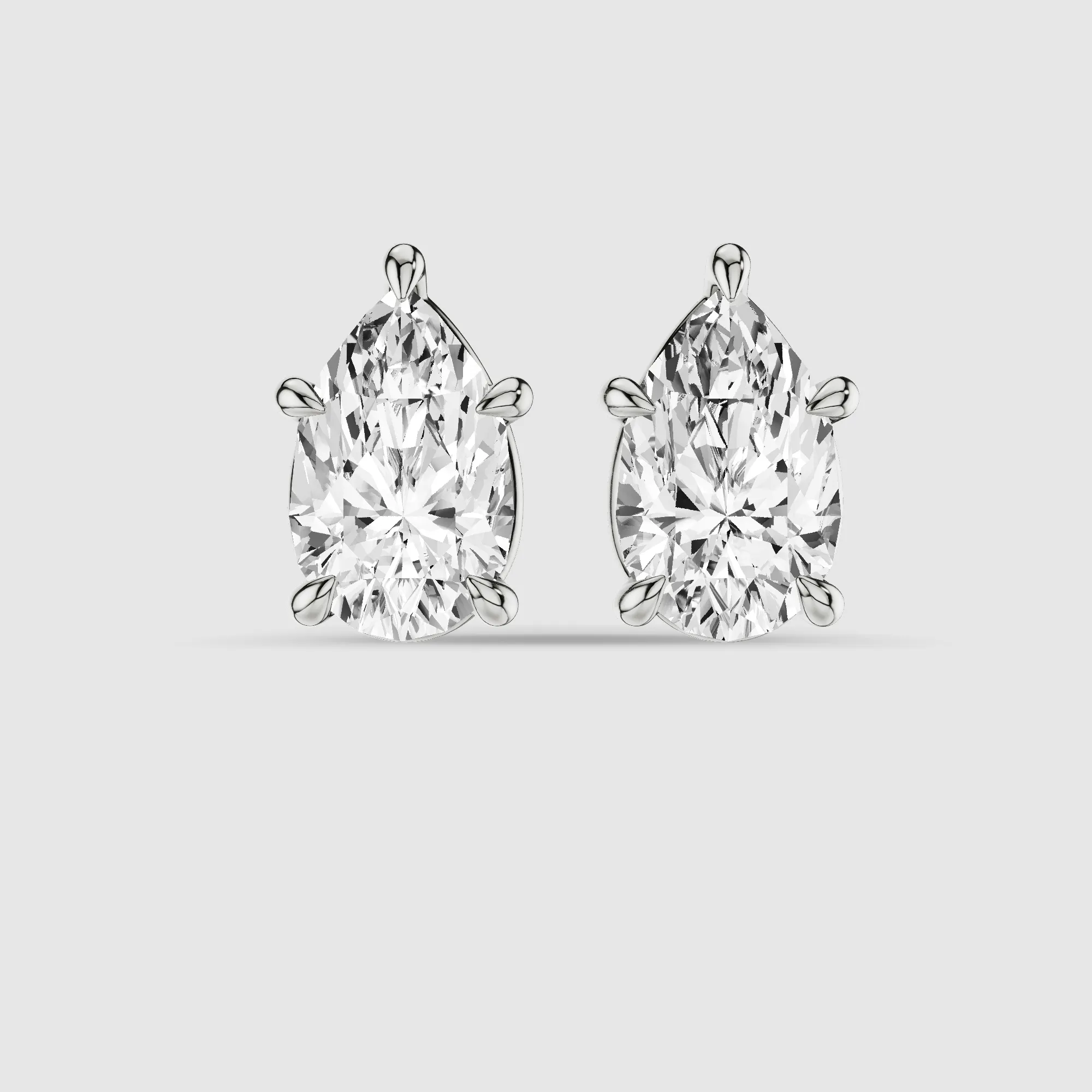 Hidden Halo Solitaire Lab Grown Diamond Studs-Pear