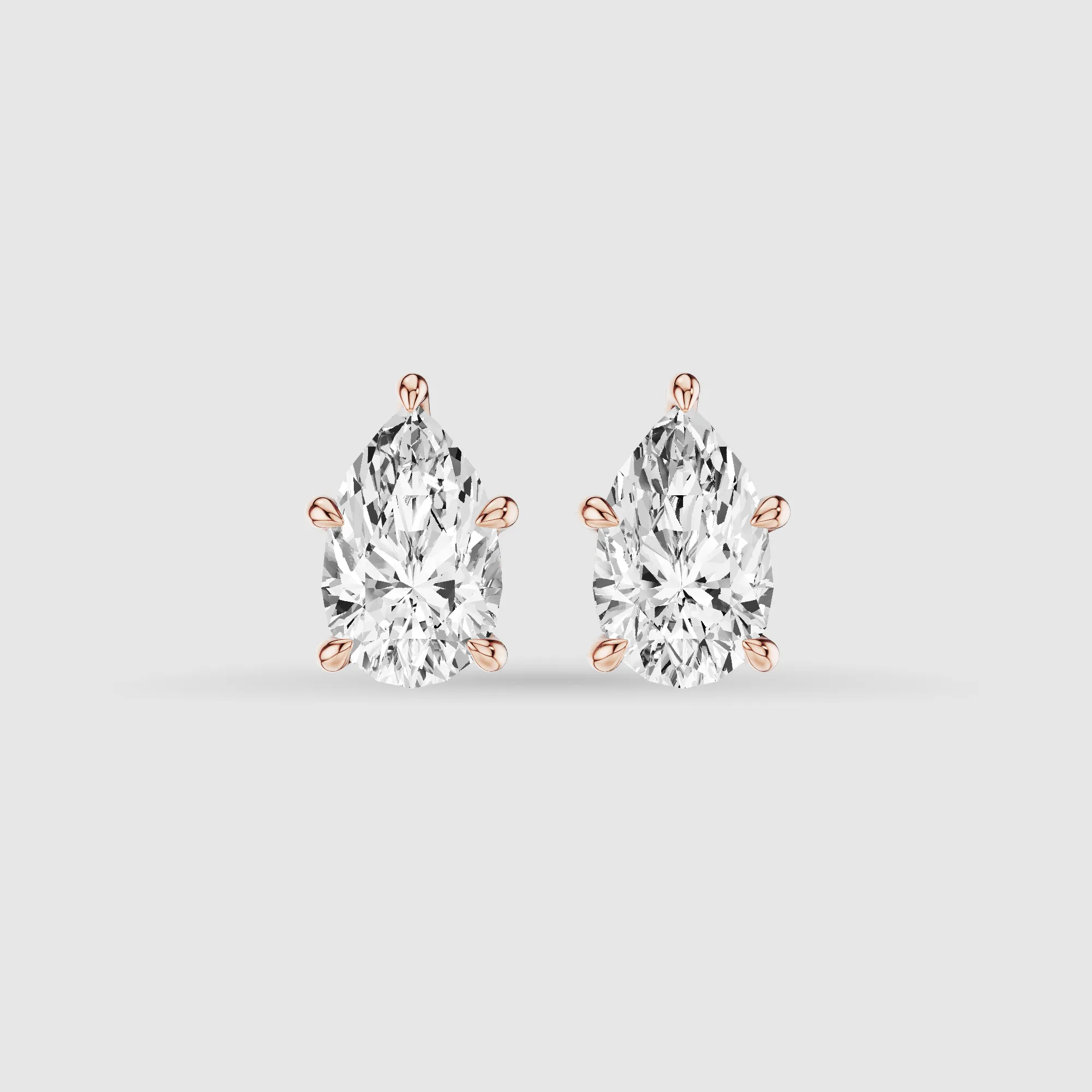 Hidden Halo Solitaire Lab Grown Diamond Studs-Pear