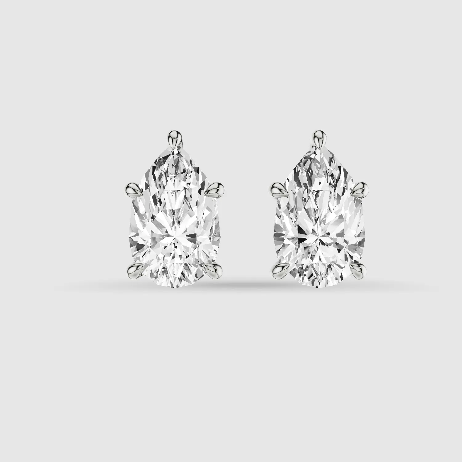 Hidden Halo Solitaire Lab Grown Diamond Studs-Pear