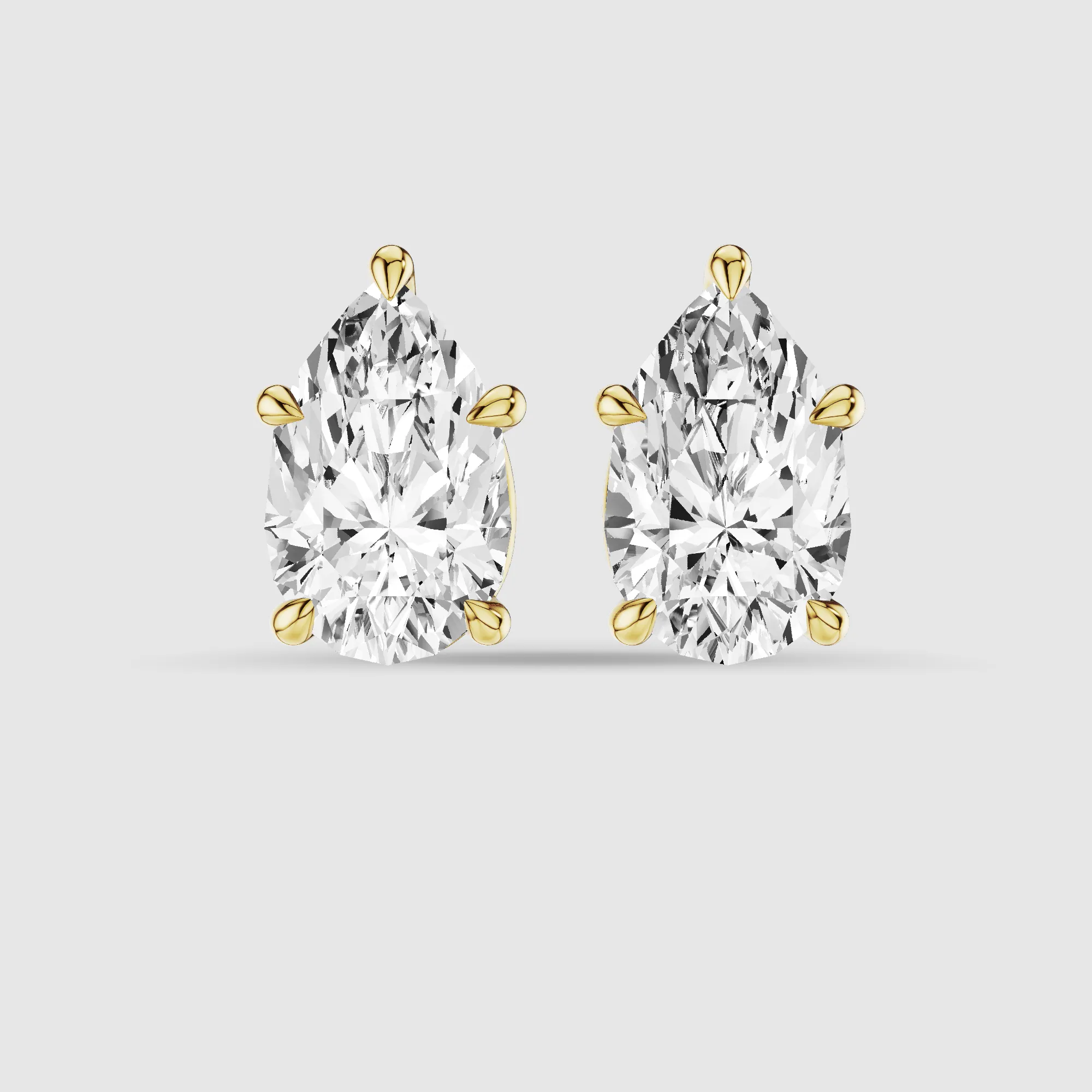 Hidden Halo Solitaire Lab Grown Diamond Studs-Pear