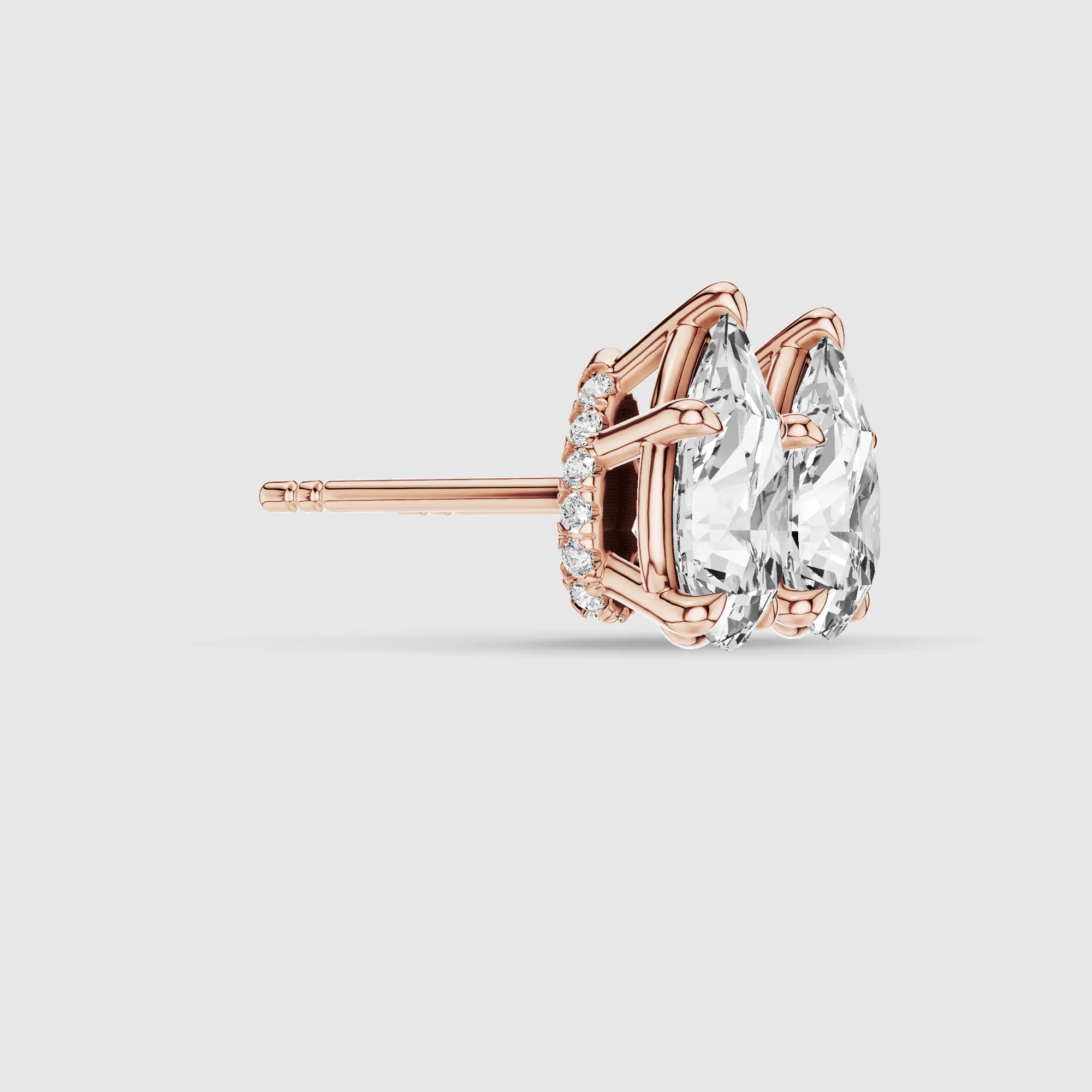 Hidden Halo Solitaire Lab Grown Diamond Studs-Pear