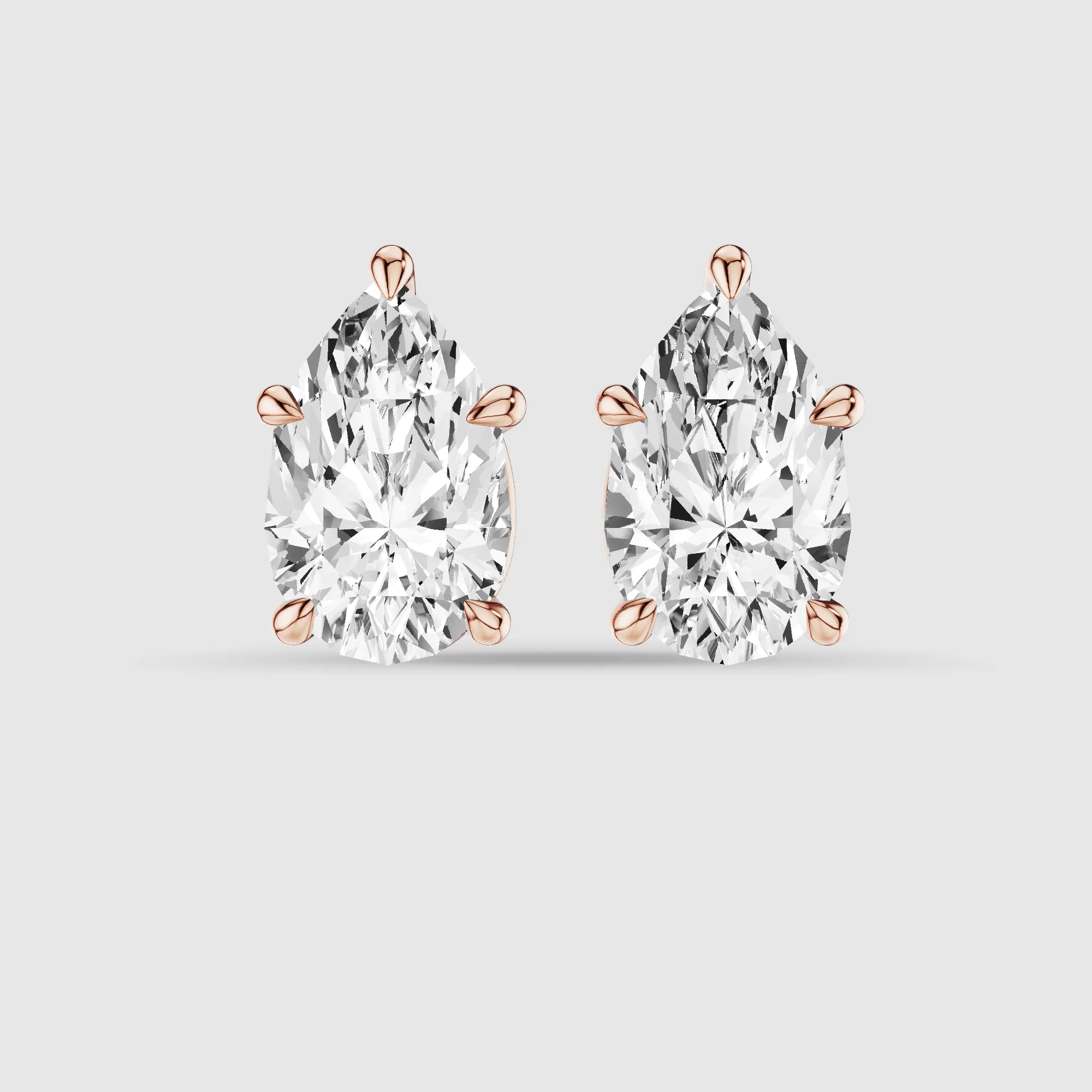 Hidden Halo Solitaire Lab Grown Diamond Studs-Pear