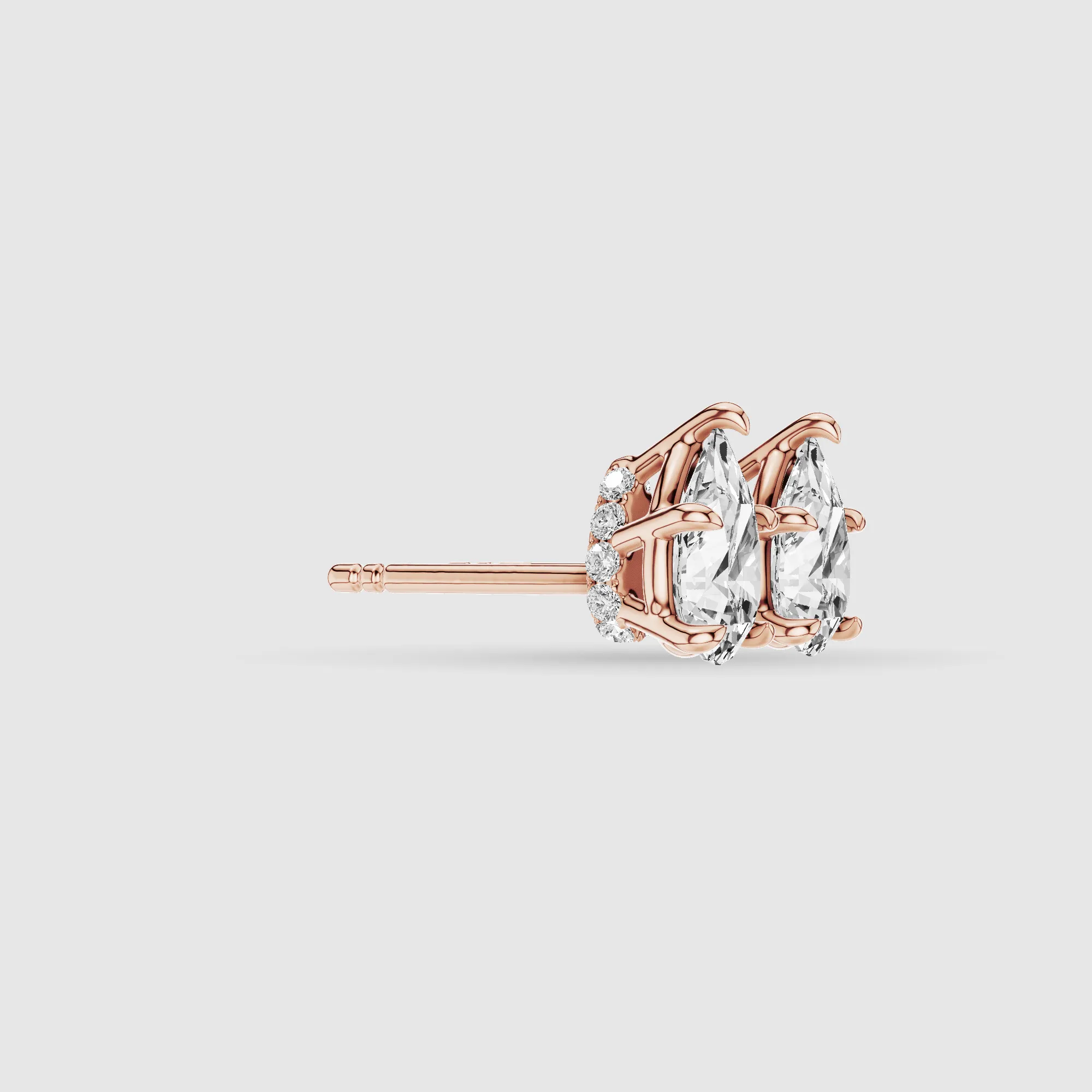 Hidden Halo Solitaire Lab Grown Diamond Studs-Pear