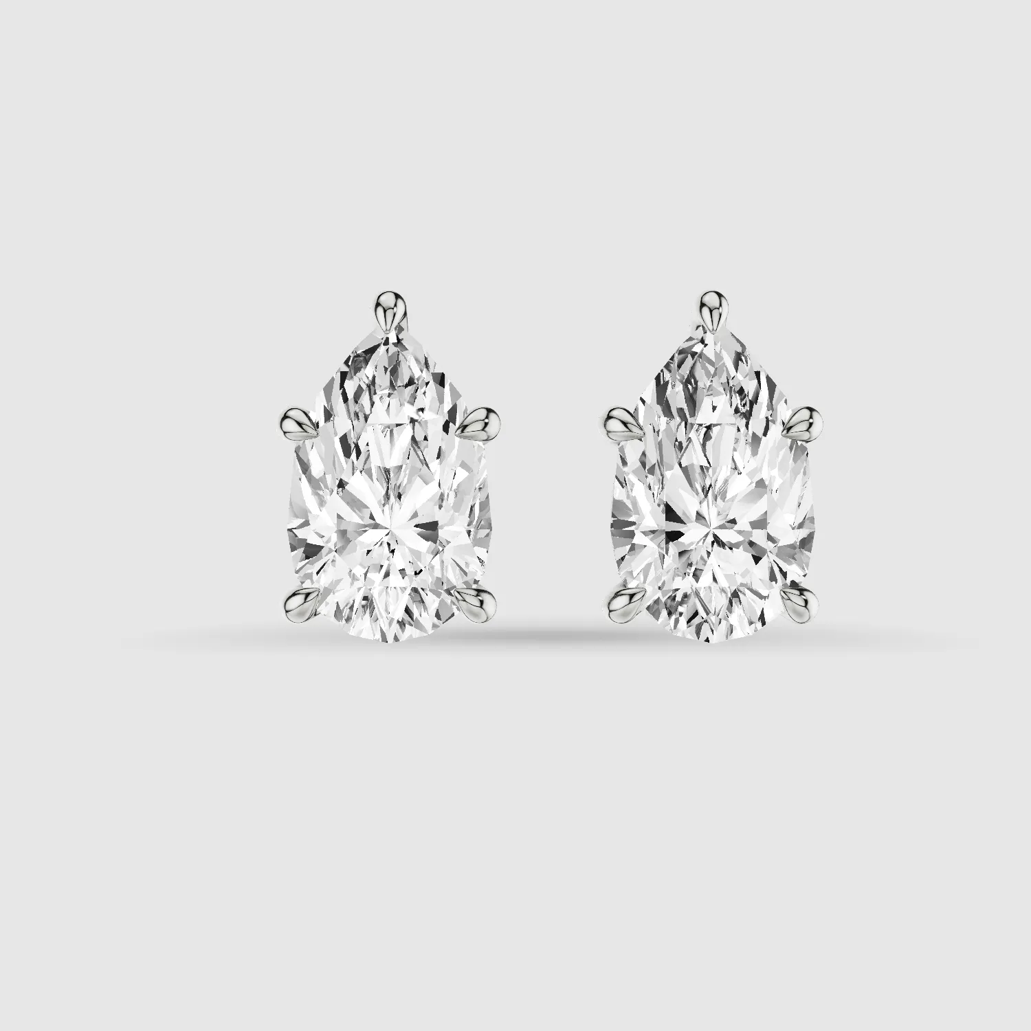 Hidden Halo Solitaire Lab Grown Diamond Studs-Pear