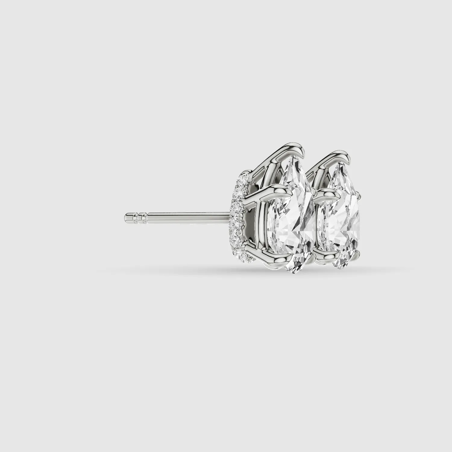 Hidden Halo Solitaire Lab Grown Diamond Studs-Pear