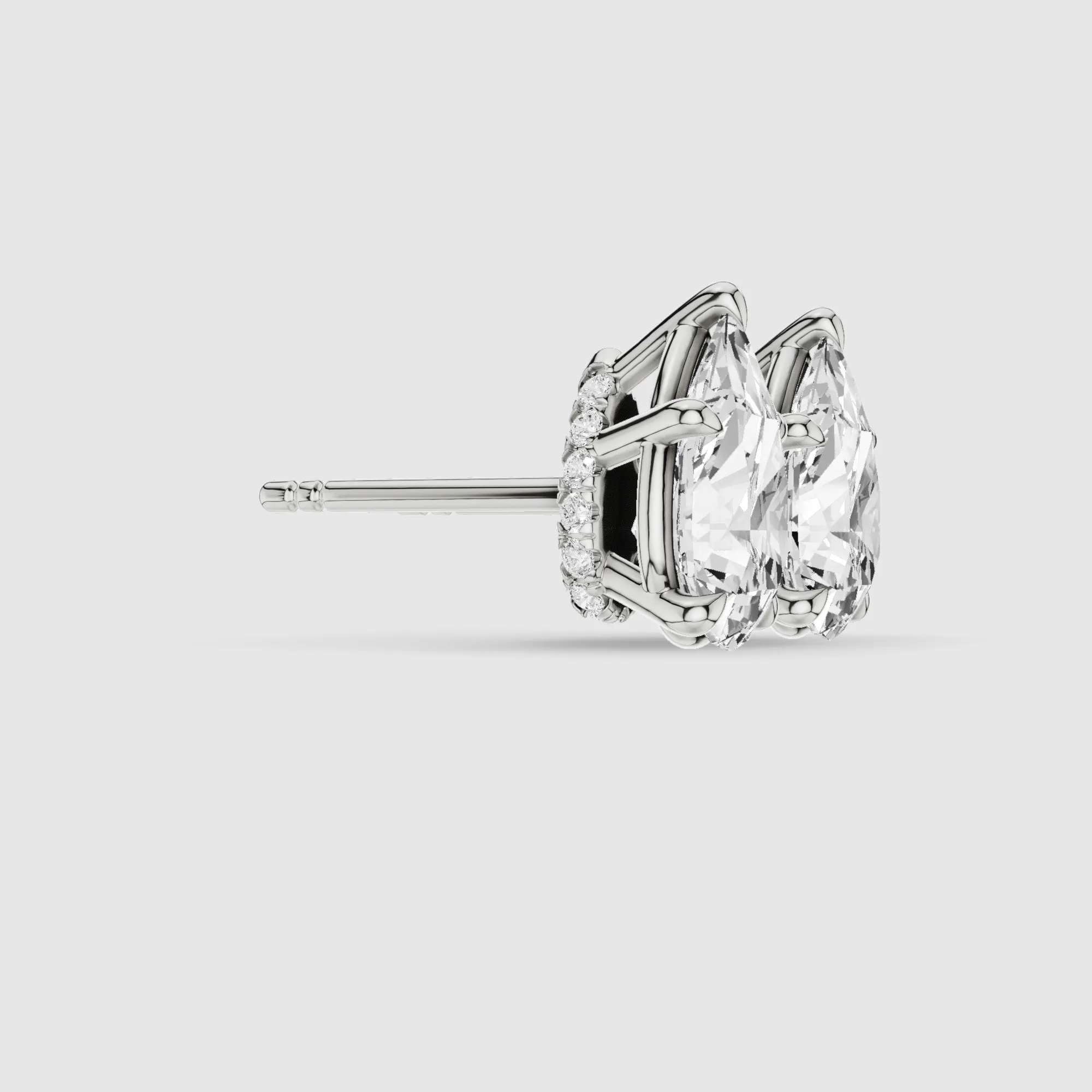 Hidden Halo Solitaire Lab Grown Diamond Studs-Pear
