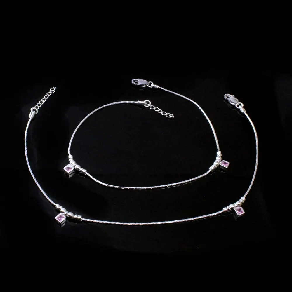 Indian Real 925 Silver Anklets Ankle Bracelet 10.5"