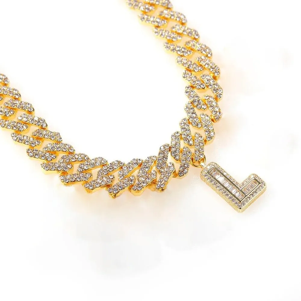 Initial Pendant Letter Necklace Stainless Steel for Women Link Chain