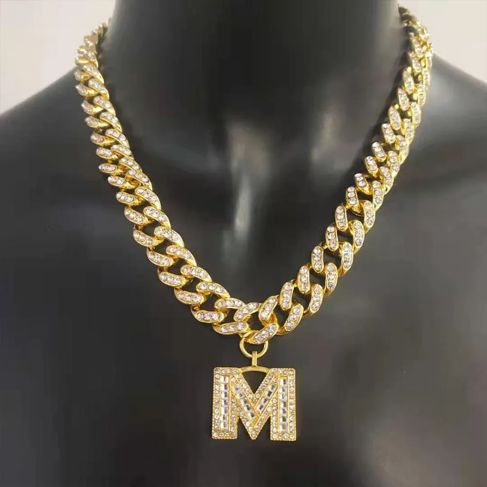 Initial Pendant Letter Necklace Stainless Steel for Women Link Chain