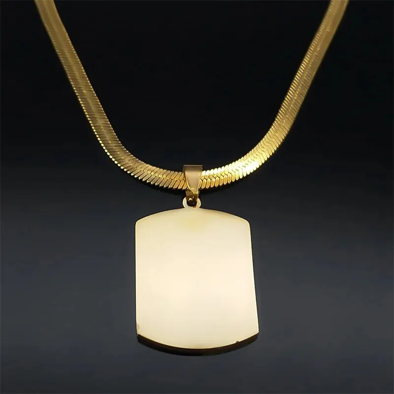 Islam Quran Blue Eye Amulet Pendant Necklace for Men Women Stainless Steel Gold Color