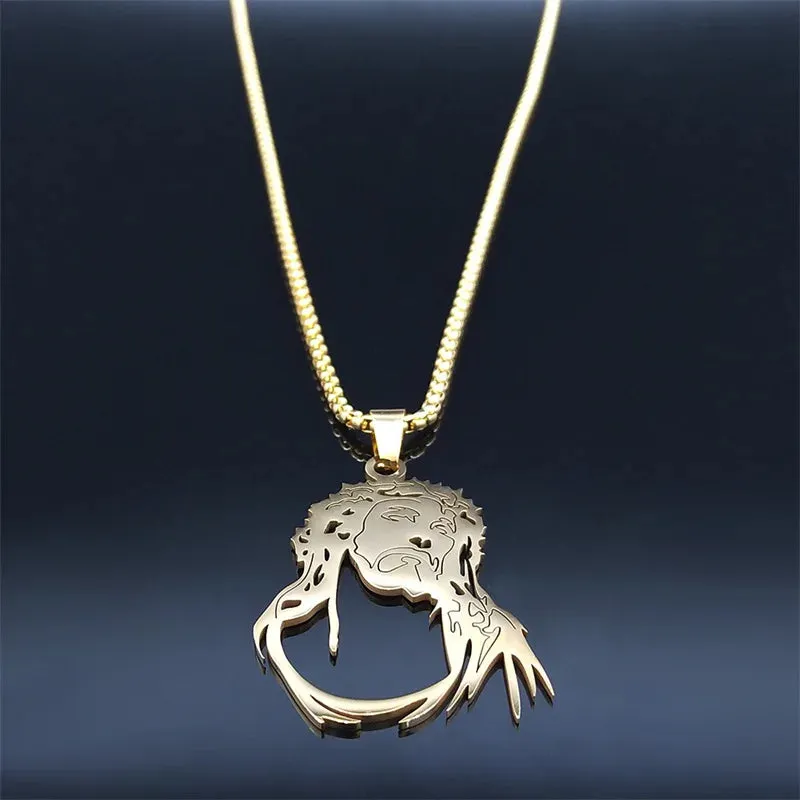 Jesus Catholic Pendant Necklaces Stainless Steel Women/Men Gold Color Chain Necklace