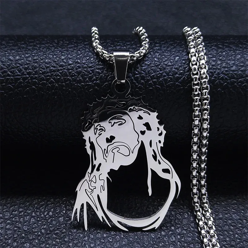 Jesus Catholic Pendant Necklaces Stainless Steel Women/Men Gold Color Chain Necklace