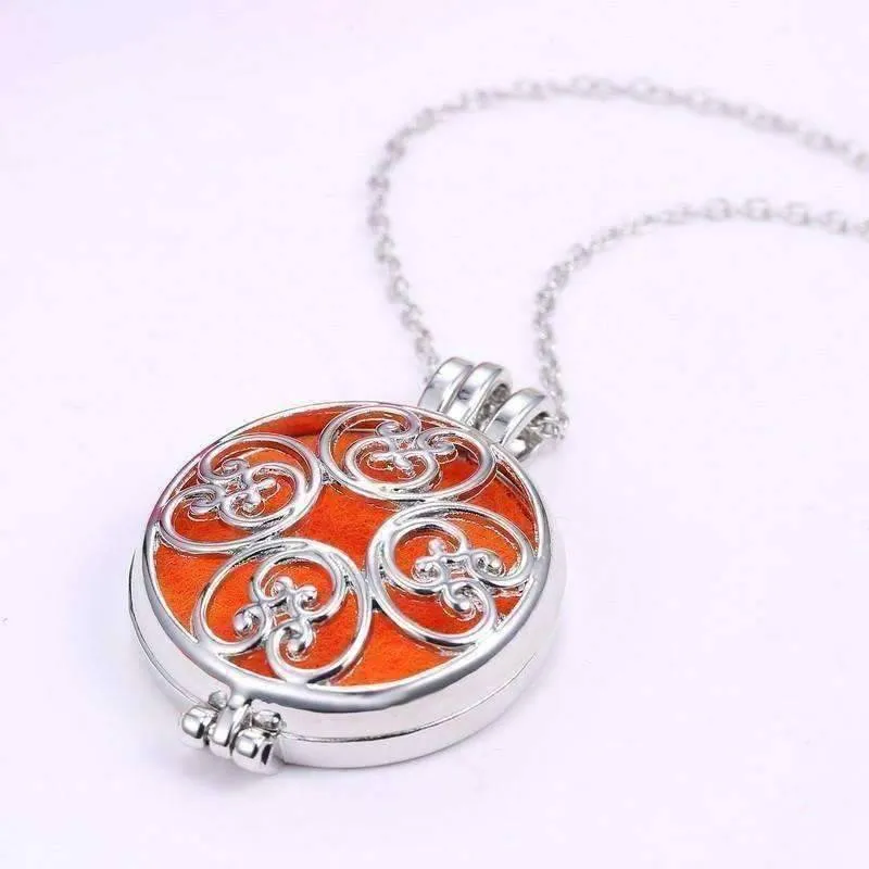 Large Round Filigree Aromatherapy Scent Diffuser Locket Necklace