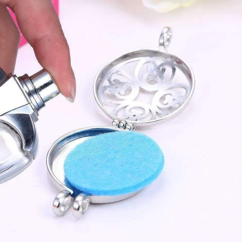 Large Round Filigree Aromatherapy Scent Diffuser Locket Necklace