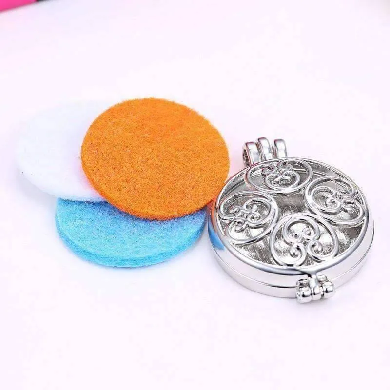 Large Round Filigree Aromatherapy Scent Diffuser Locket Necklace