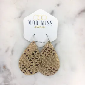 Leather Teardrop Earring "Snakeskin Rose Gold"