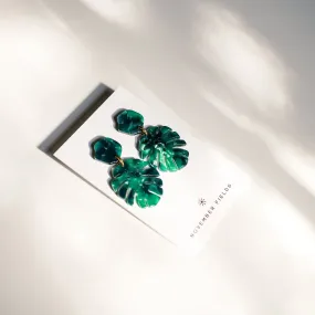 Leilani - Monstera   Tortoise Acetate Earrings