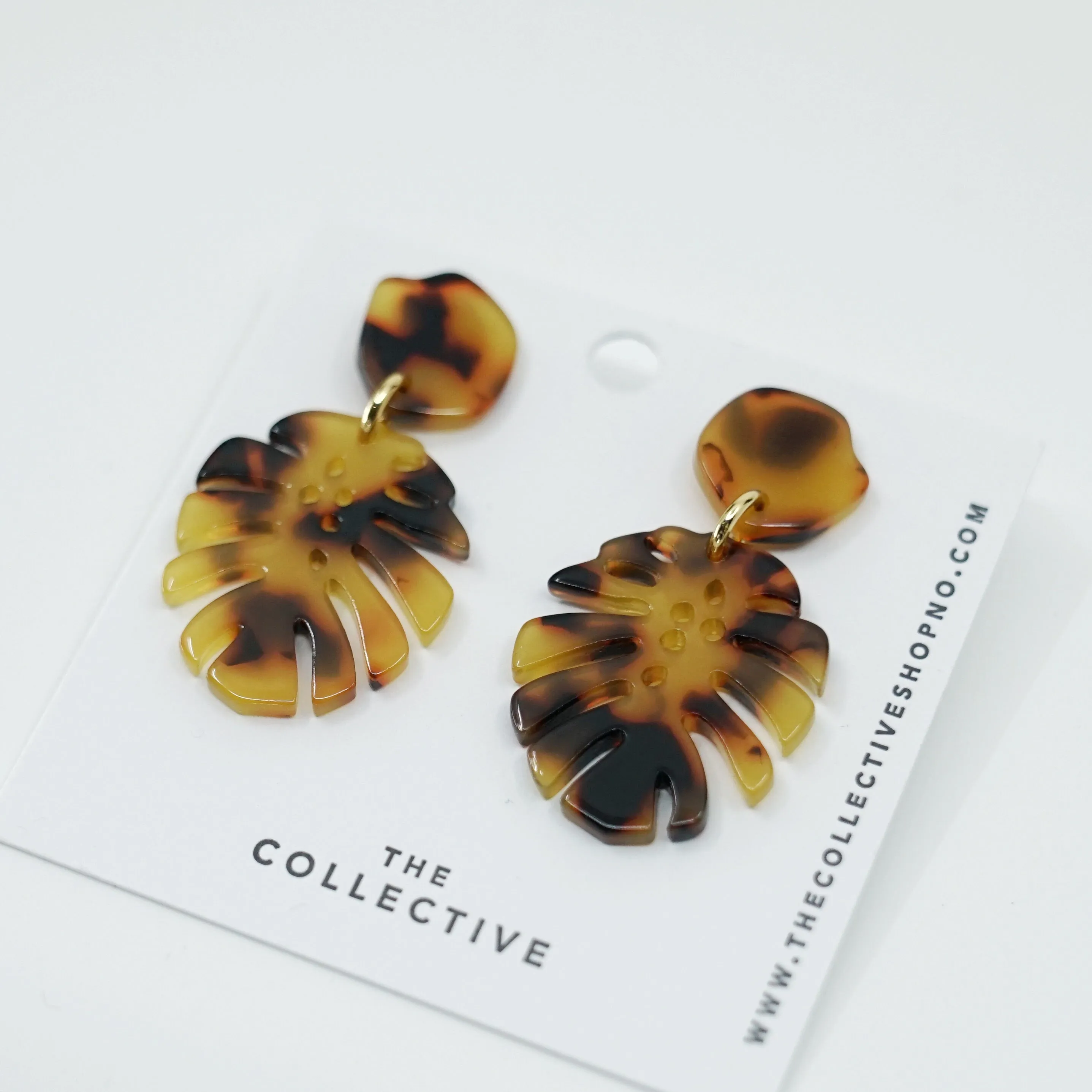 Leilani - Monstera   Tortoise Acetate Earrings