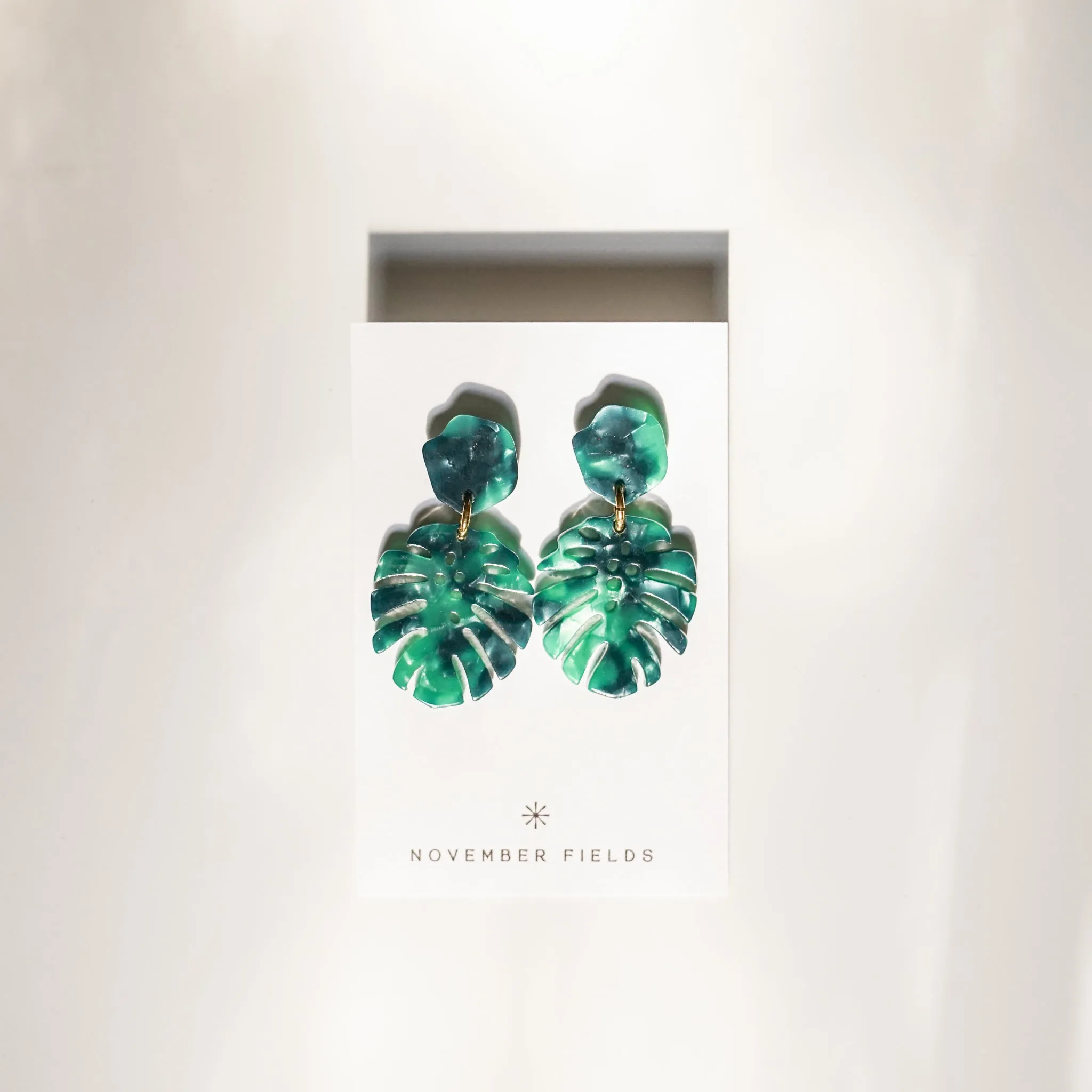 Leilani - Monstera   Tortoise Acetate Earrings