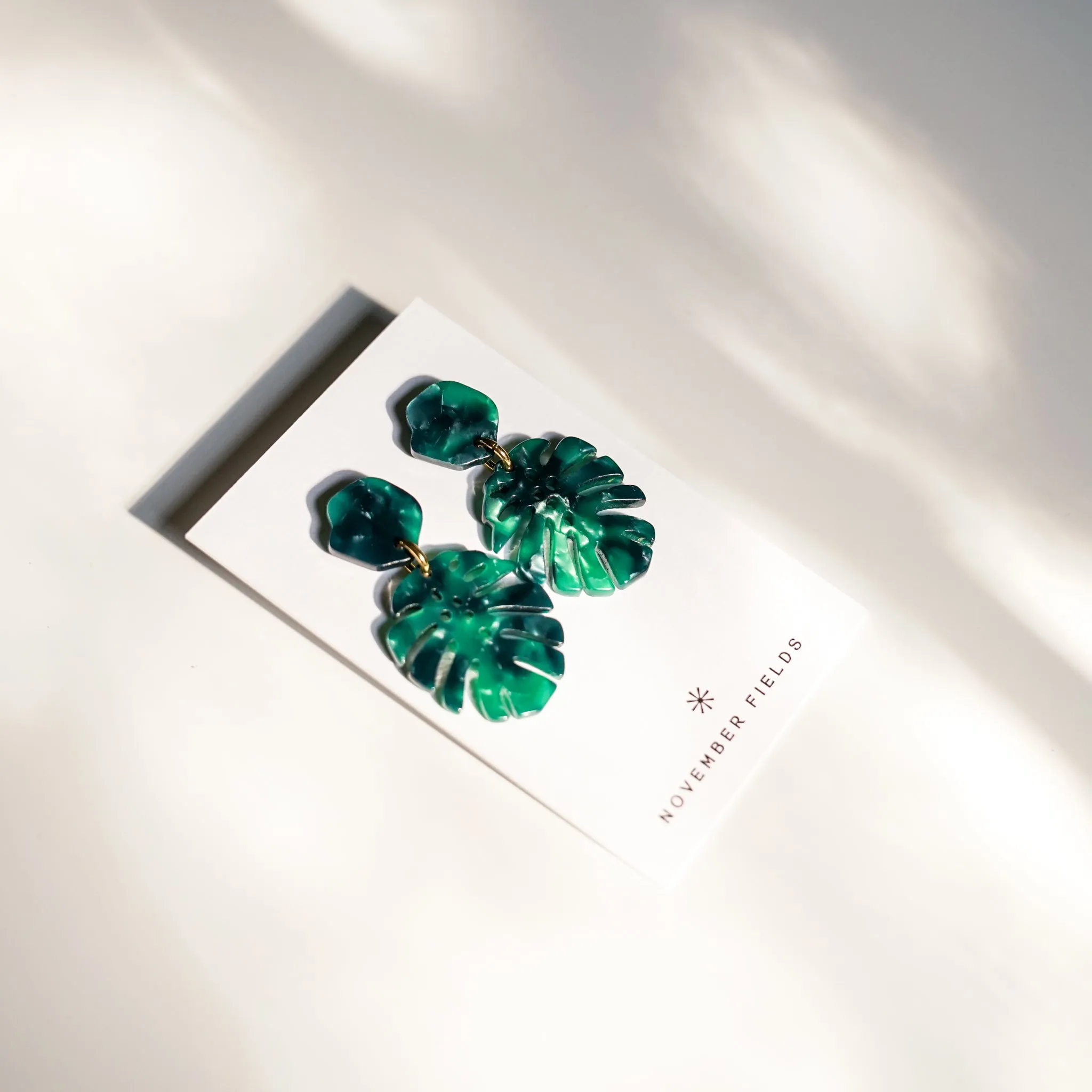 Leilani - Monstera   Tortoise Acetate Earrings