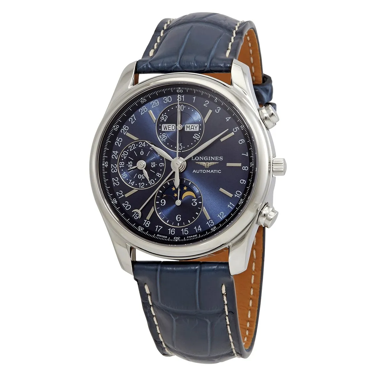 Longines Master Collection Complete Calendar Chronograph Moonphase GMT Automatic Blue Dial Men's Watch L26734920
