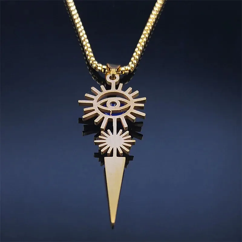 Lucky Turkey Eye Sun Stainless Steel Chain Necklace Women/Men