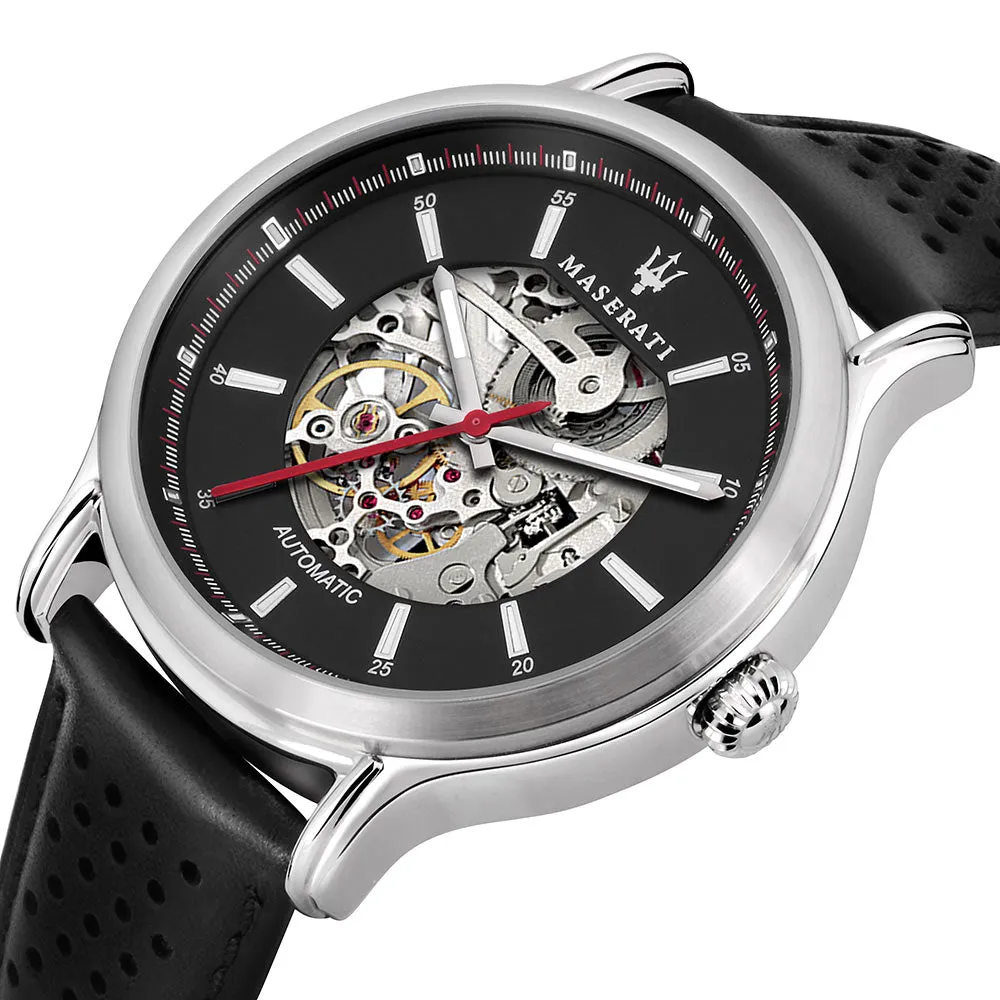 Maserati Epoca 42mm Automatic Skeleton Black Leather Men's Watch - R8821138001