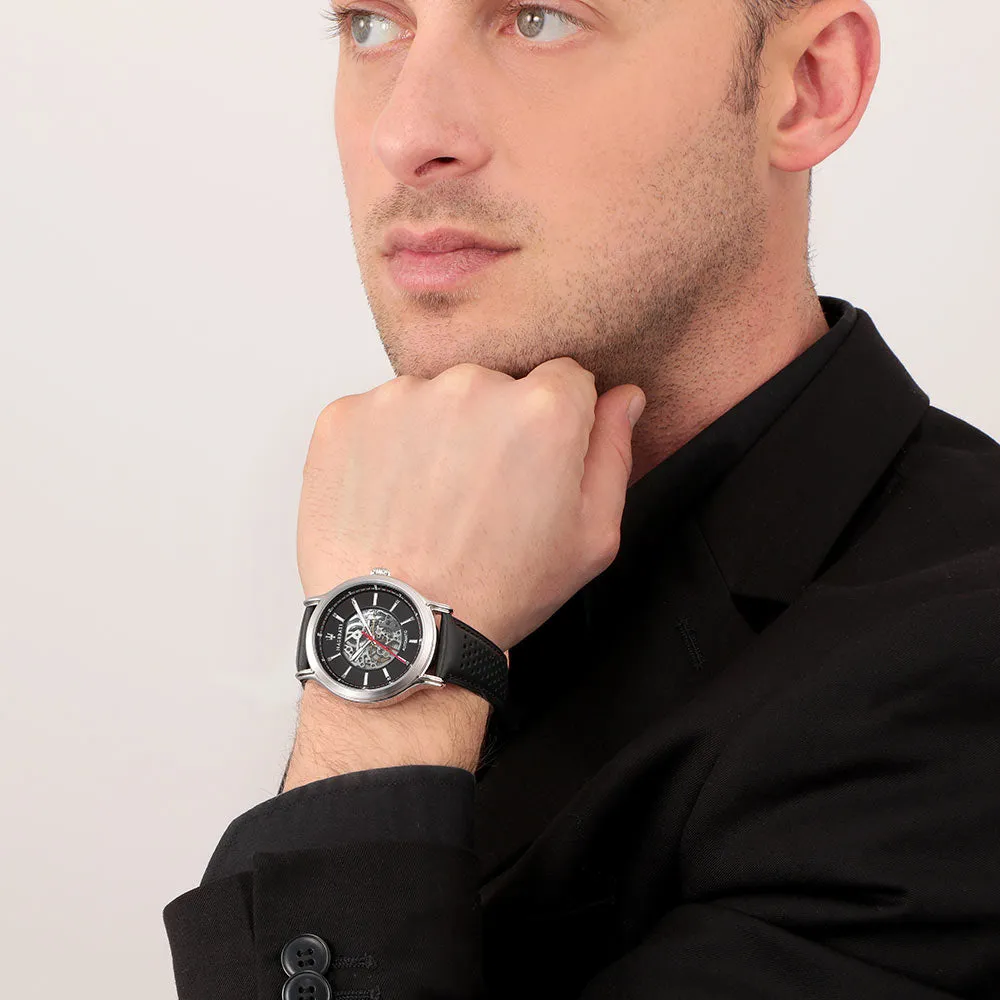 Maserati Epoca 42mm Automatic Skeleton Black Leather Men's Watch - R8821138001