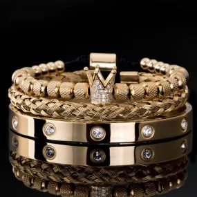 Men's Stainless Steel Crystals Handmade Bracelet Bangle